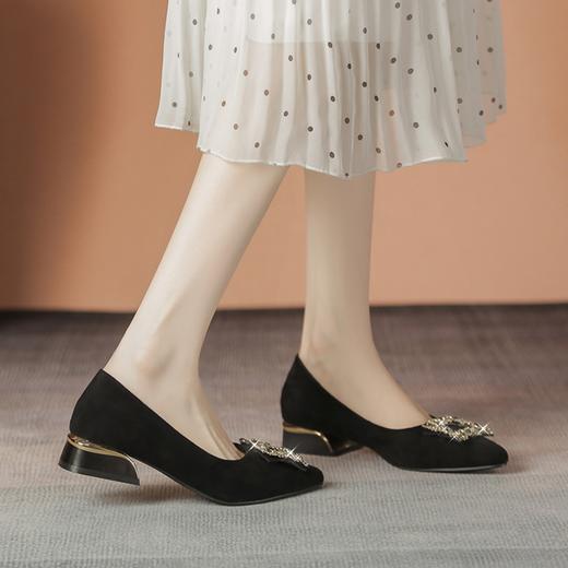 ZHR时尚水钻浅口单鞋女低跟尖头单鞋女黑色鞋子女秋季新娘鞋婚鞋 商品图6