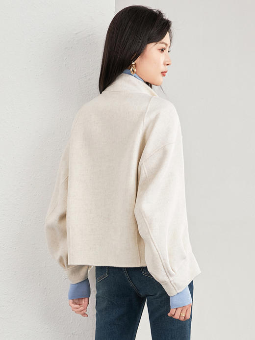 冬季棉羊毛双面呢短款大衣，立领设计感时髦美拉德外套WLZD-2323905 商品图1