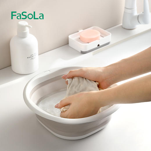 FaSoLa可折叠洗脸盆学生宿舍洗衣盆子便携式旅行大小号塑料洗脚盆 商品图5