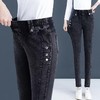 百媚生 【单里/加绒】松紧腰弹力牛仔裤高腰小脚裤9058 商品缩略图1