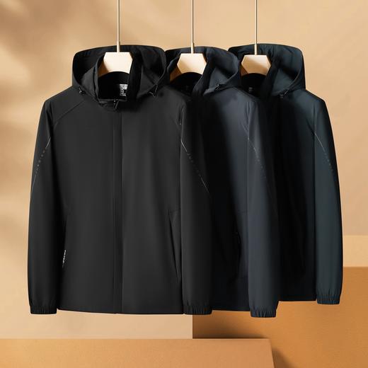 【一口价】【新款DK】大依优型大码男装连帽夹克加肥加大休闲夹克胖子宽松弹力运动外套上衣 商品图4