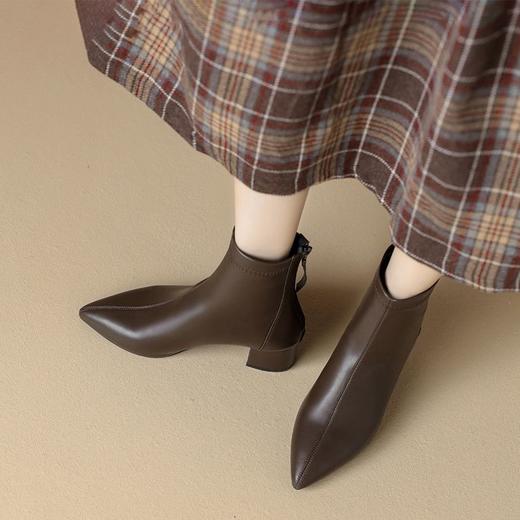 ZHR法式小高跟鞋粗跟短靴鞋子女靴子鞋时尚女鞋瘦瘦靴子女鞋 商品图2
