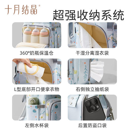 USB款双肩多功能外出大容量妈咪包 赠【湿巾25抽*5包+纸巾100抽*5包】 商品图5