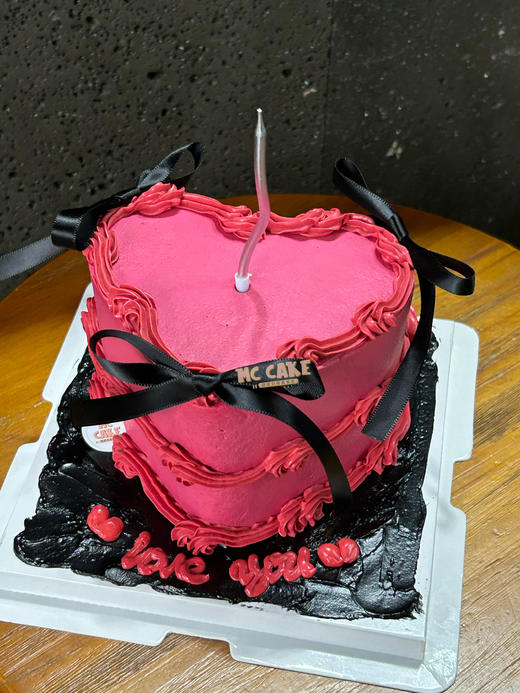 玫红爱心心桃 /黑色枚红色撞色【深色色素较重】 商品图1