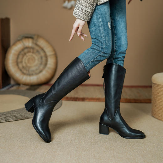 复古百搭，纯色高跟长靴PS2072 商品图7