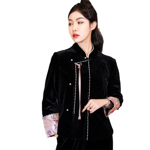 新中式复古国风，改良衬衫上衣立领斜襟刺绣宽松日常款唐装外套OG-9565 商品图4