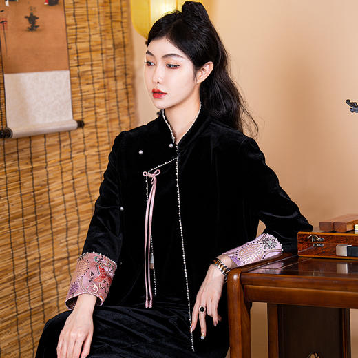 新中式复古国风，改良衬衫上衣立领斜襟刺绣宽松日常款唐装外套OG-9565 商品图1