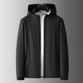 【一口价】【新款DK】大依优型大码男装连帽夹克加肥加大休闲夹克胖子宽松弹力运动外套上衣