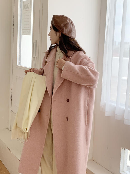 【YW】无忧购秋冬韩系显瘦西服领双排扣100%澳洲美利奴羊毛双面羊绒中长款外套2254（截单后7天发货) 商品图6