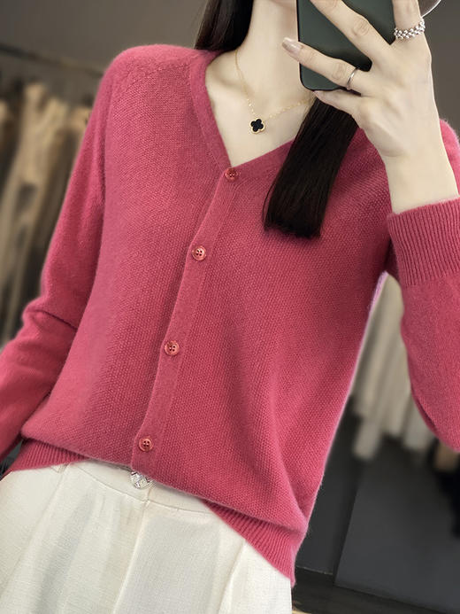 QH-RY110早秋开衫女短款长袖韩版宽松毛衣纯色百搭气质法式针织上衣小外套 商品图2