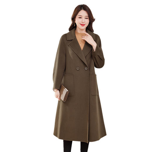 HR WL82129-19羊毛大衣气质翻领遮肉显瘦纯色毛呢外套 商品图5
