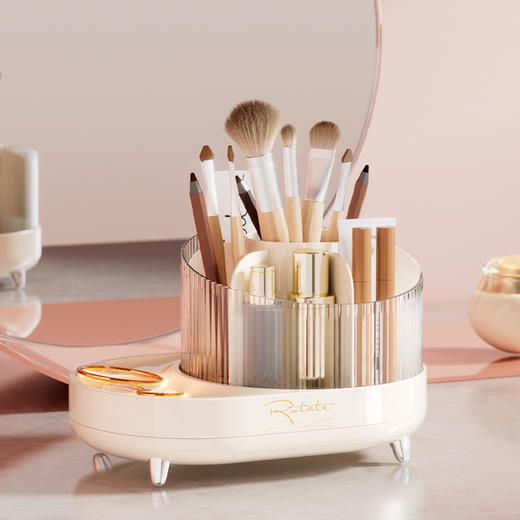 高颜值【旋转化妆刷收纳盒】可爱大容量收纳盒  文具学生收纳桶   商品图5