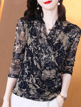 丁摩 网纱上衣女四季春秋新款新款新款上档次打底衫女洋气小衫短款T恤3ZF-MZ801314