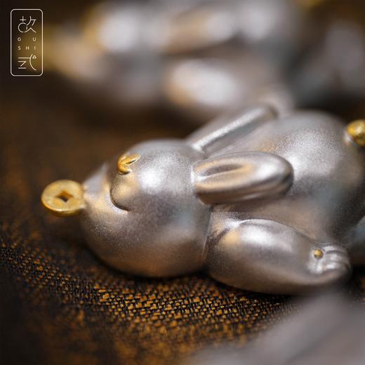 故式·金钱兔茶枕 茶道摆件茶宠茶配件笔搁置 黄铜镀金镀银 商品图2