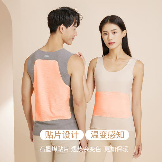 【亲肤保暖透气！情侣保暖贴片背心】秋冬护腰、护肚、护背，加绒加厚，贴心呵护，情侣保暖内衣秋冬温变背心睡衣休闲打底衫 商品图1