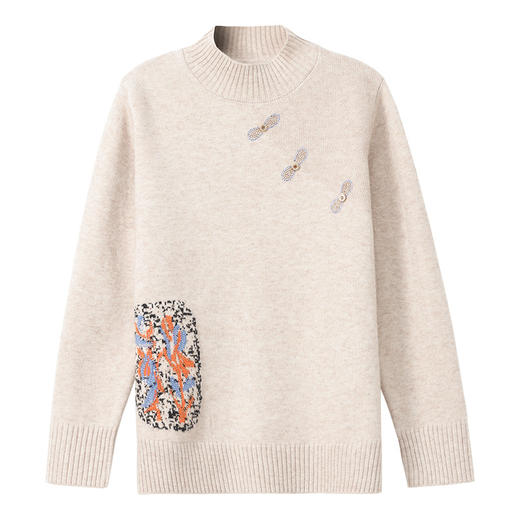 国风刺绣半高领毛衣，妈妈新款秋冬打底衫中年女士洋气上衣CC-21-183 商品图4