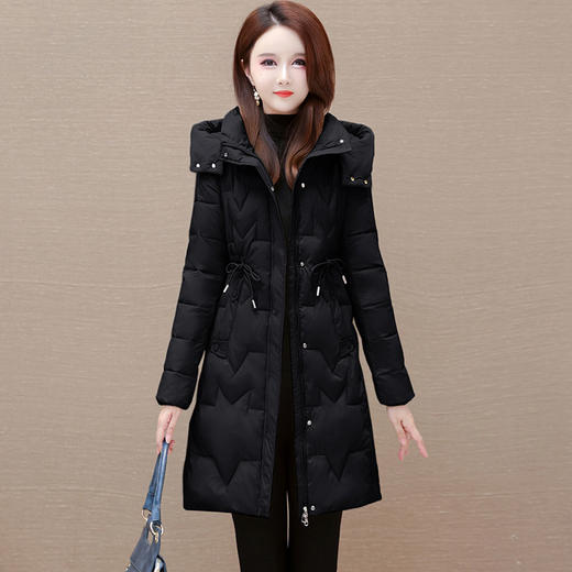修身时尚，中长款大码保暖冬款长袖连帽气质休闲外套QYM-XQD-38D8053-L 商品图2