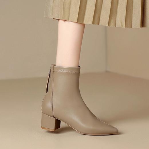 ZHR法式小高跟鞋粗跟短靴鞋子女靴子鞋时尚女鞋瘦瘦靴子女鞋 商品图6