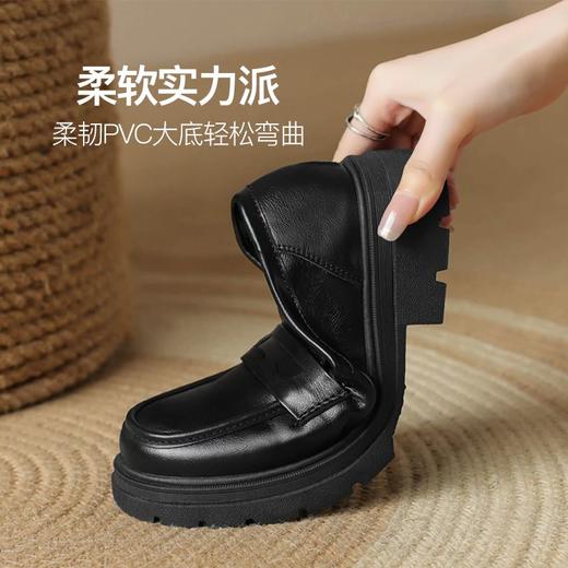 ZHR英伦风乐福鞋厚底女鞋秋季2023超软一脚蹬黑色小皮鞋jk鞋百搭 商品图7