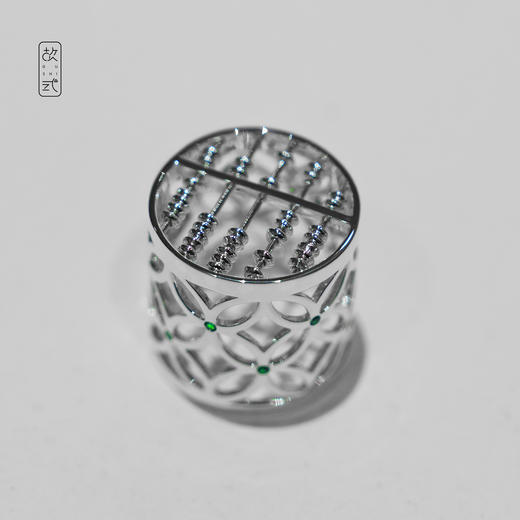 故式珠盘万财·算盘茶盖置·茶桌招财摆件·925银 商品图0