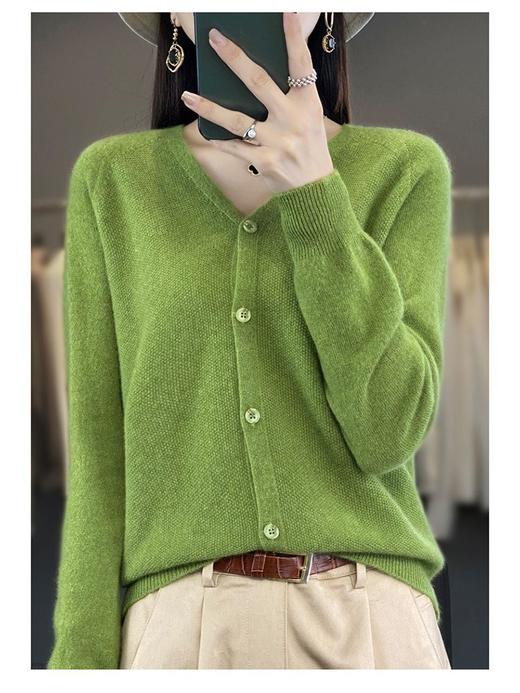 QH-RY110早秋开衫女短款长袖韩版宽松毛衣纯色百搭气质法式针织上衣小外套 商品图3