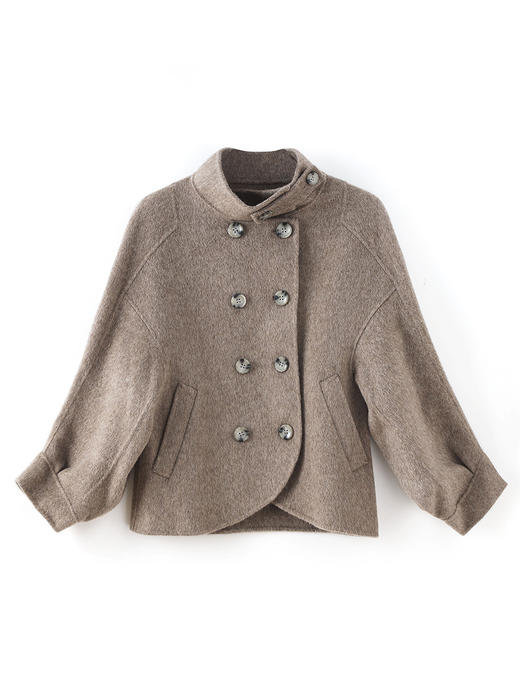 冬季棉羊毛双面呢短款大衣，立领设计感时髦美拉德外套WLZD-2323905 商品图4