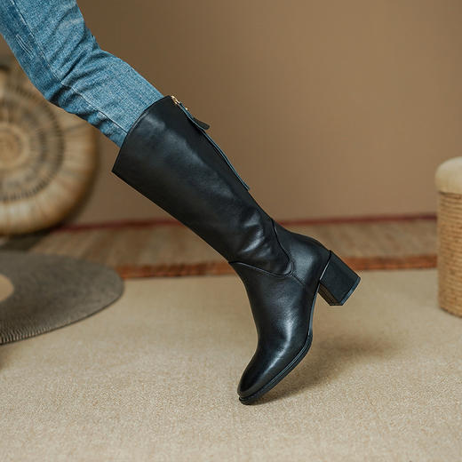 复古百搭，纯色高跟长靴PS2072 商品图3