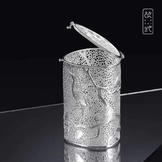 故式松风鹤鸣银茶格·纯银999·独家原创设计 商品图1