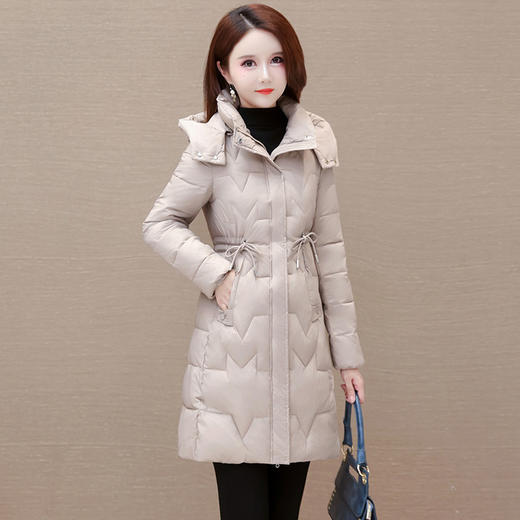 修身时尚，中长款大码保暖冬款长袖连帽气质休闲外套QYM-XQD-38D8053-L 商品图0