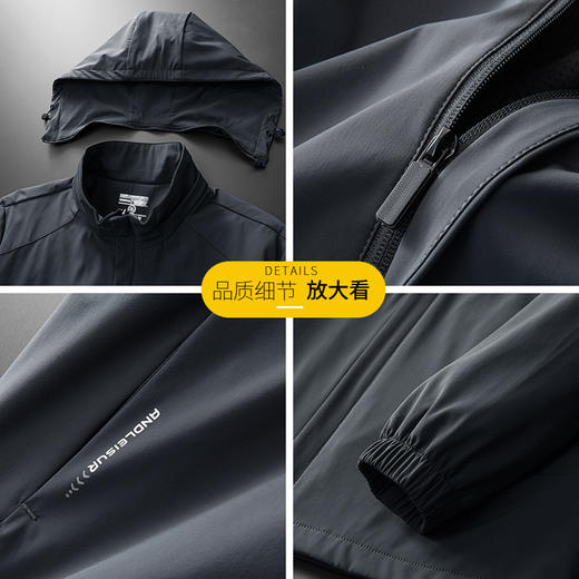 【一口价】【新款DK】大依优型大码男装连帽夹克加肥加大休闲夹克胖子宽松弹力运动外套上衣 商品图1