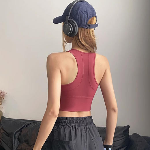跃牌【倚窗听雨系列】裸感高强度防震聚拢跑步文胸一体式运动内衣瑜伽背心 WX32-23（带胸垫） 商品图1