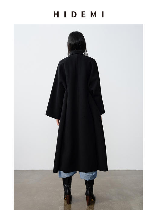 HIDEMI 澳洲美利奴羊毛浮雕肌理感堆堆领伞状大衣 长款/短款 商品图7