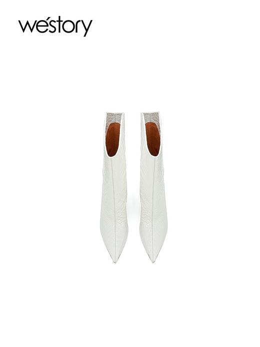 westory2023年秋季新品鳄鱼纹牛皮时装靴尖头高跟长靴女W23DC83691 商品图4