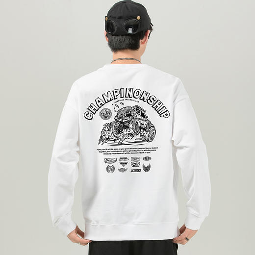 自由基地秋冬新款毛圈圆领套头卫衣原创设计越野车图案情侣通勤 NMT-2062 商品图7