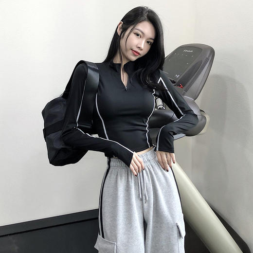 跃牌【倚窗听雨系列】宽松速干健身服显瘦裸感跑步长袖运动上衣 CX29（无胸垫） 商品图2