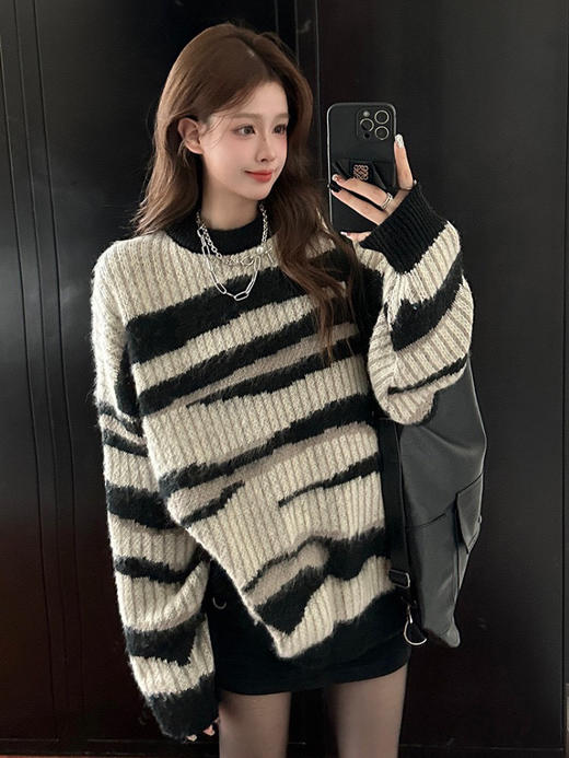 拉毛条纹毛衣 商品图3