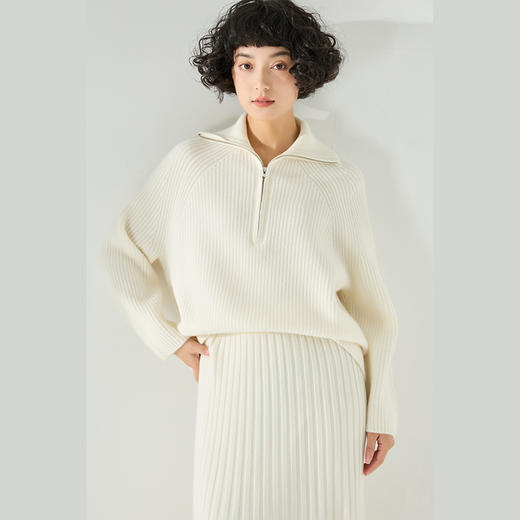 东黎 • 小山羊绒女士秋冬拉链翻领半胸套头衫 3342 商品图3