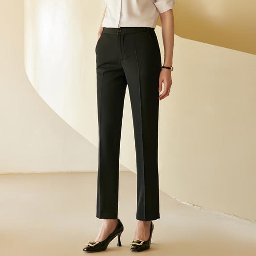 罗蒙西裤女春修身款纯色简约商务通勤上班职业工装女裤长裤 商品图4