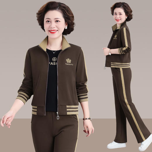 SP52-6003 中老年妈妈秋装新款大码女装套装40岁妈妈运动套装女印花两件套 商品图1
