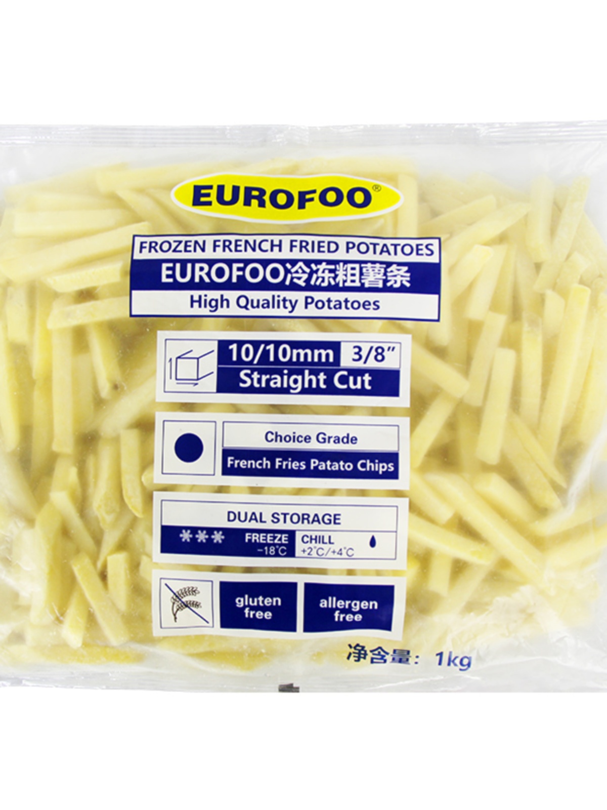 EUROFOO冷冻薯条1kg 原味