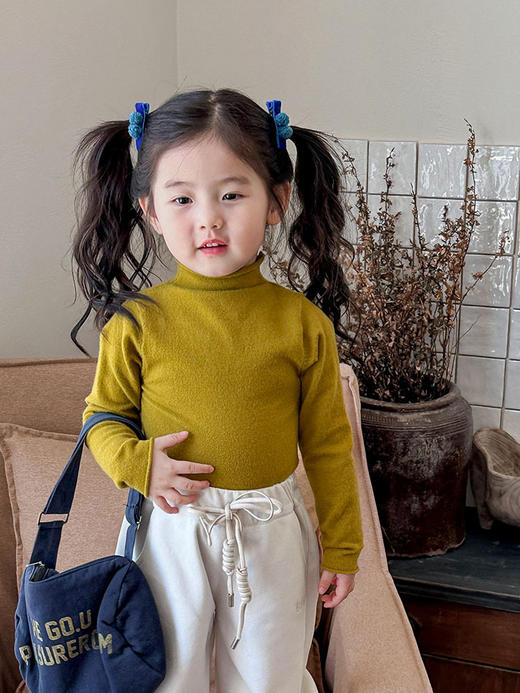 【纯色设计，简洁时尚！】儿童打底衫2023秋装新款男女童韩版弹力宝宝半高领纯色内搭T恤潮lm 商品图4