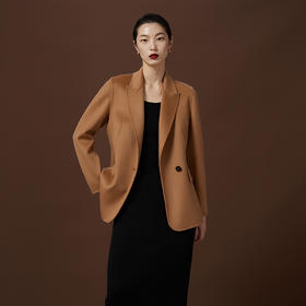 东黎 • 小山羊绒女士秋冬西服领双面羊绒呢短款大衣 3324