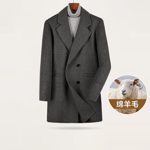 【新款DAB】大依优型大码男装羊毛呢双面呢大衣大衣外套手工呢子中长款胖子休闲男士 商品图5