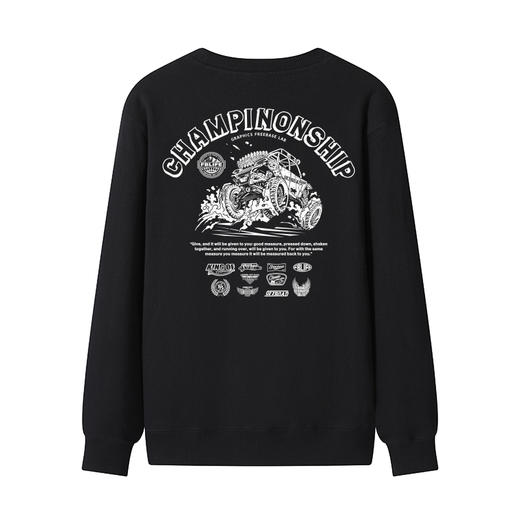 自由基地秋冬新款毛圈圆领套头卫衣原创设计越野车图案情侣通勤 NMT-2062 商品图1