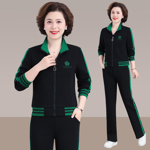 SP52-6003 中老年妈妈秋装新款大码女装套装40岁妈妈运动套装女印花两件套 商品图2