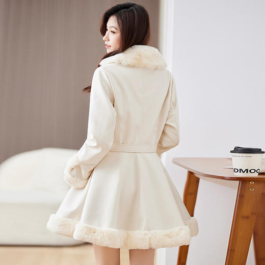 秋冬新款，女装韩版中长款修身裙摆大衣显瘦皮毛一体小个子外套HR-CLYZ23137 商品图8