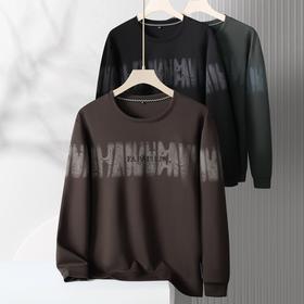 【新款DK】大依优型大码长袖卫衣圆领印花卫衣套头加肥加大宽松休闲秋冬上衣男士百搭