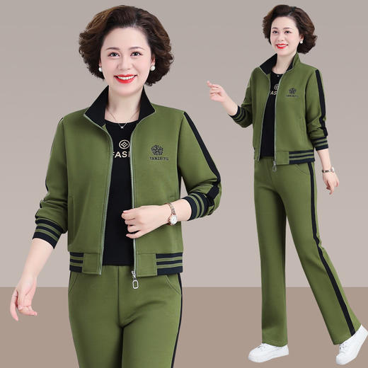SP52-6003 中老年妈妈秋装新款大码女装套装40岁妈妈运动套装女印花两件套 商品图3