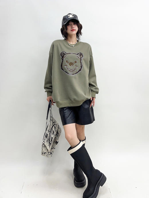 亮片绣维尼熊加绒卫衣23810 商品图5