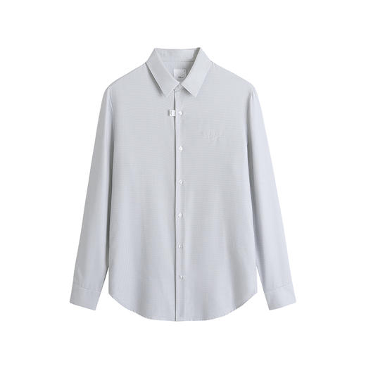 HIM漢崇 简约字母刺绣千鸟格衬衫男通勤商务正装长袖衬衣2025秋季 商品图4